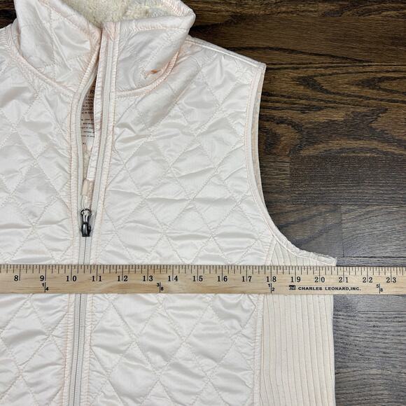 L.L. Bean Vest Womens Large White Quilted Fleece Lined Zip Pockets Sherpa - Picture 5 of 8